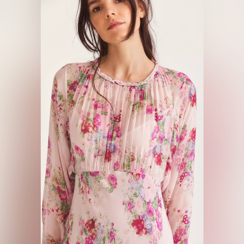 NWT $645 LoveSHackFancy Daya Pleated Floral-print  Maxi Dress - Picture 9 of 13